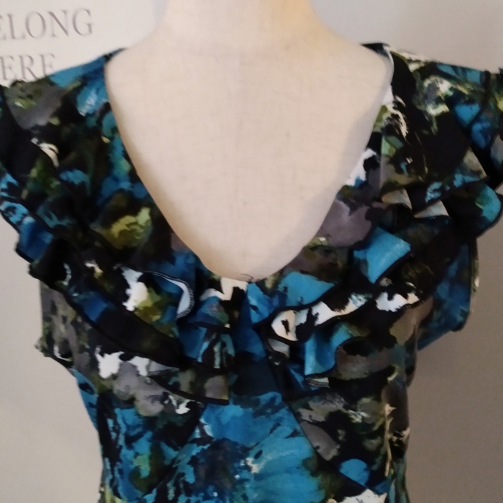 Susan Lawrence Ruffled Floral Tank Top, M - Picture 3 of 5
